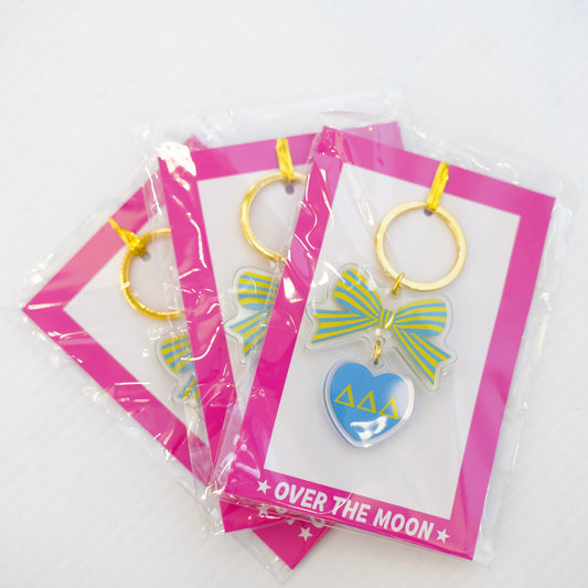 Delta Delta Delta Heart + Bow Keychain