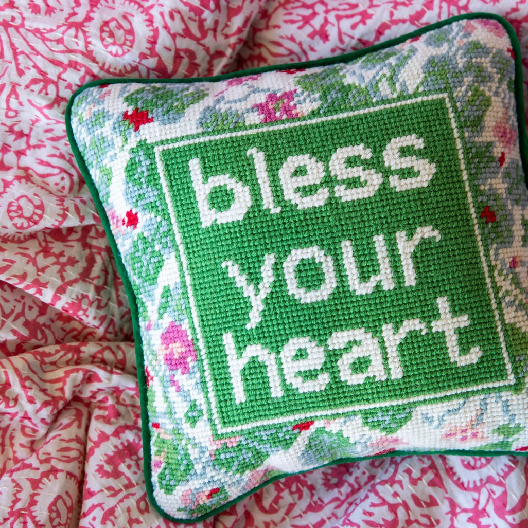 Bless Your Heart Needlepoint Pillow