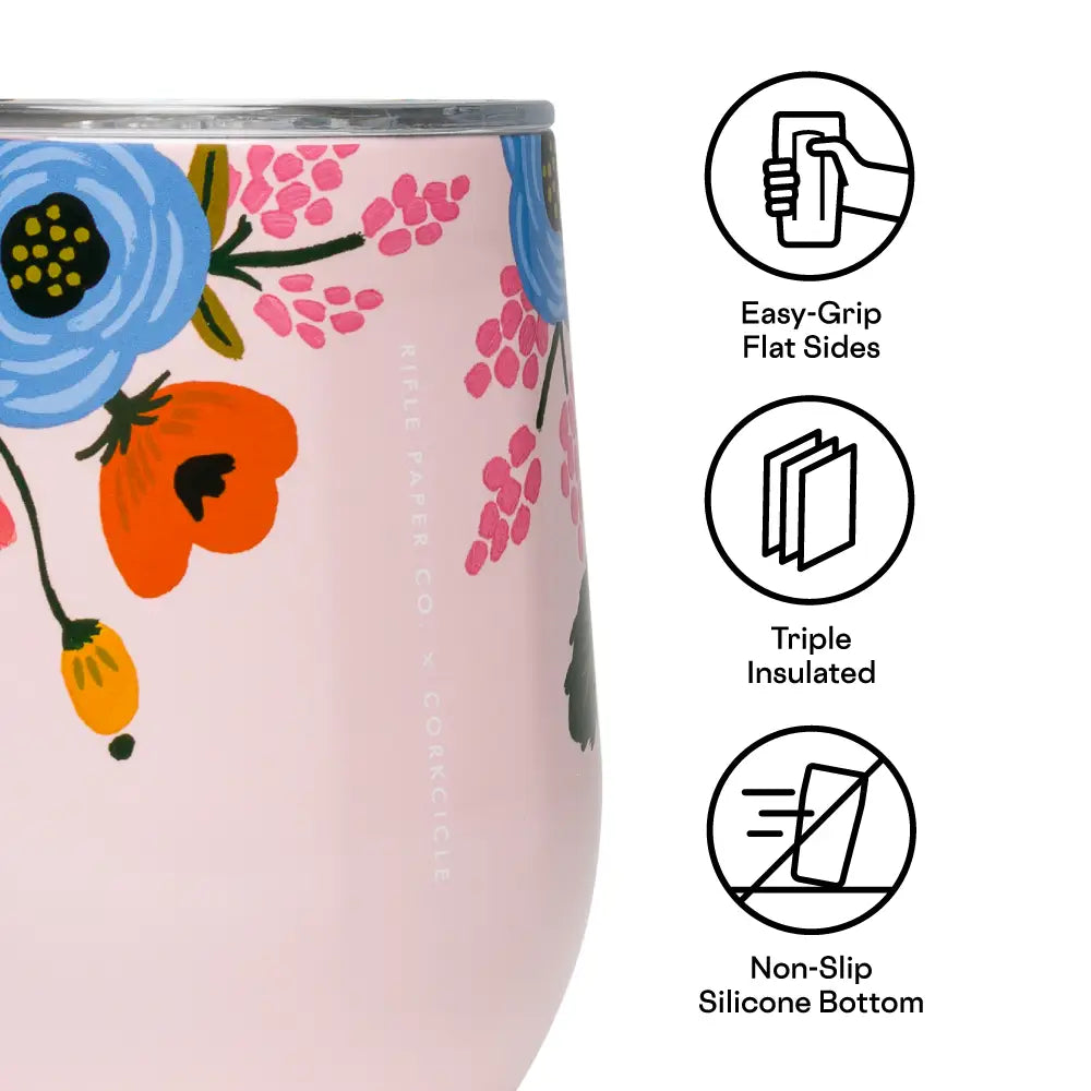 Stemless Wine in Lively Floral – 12 oz.