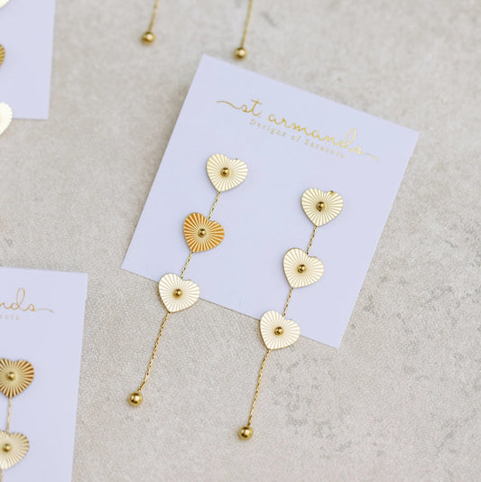 Gold Hearts Duster Earrings